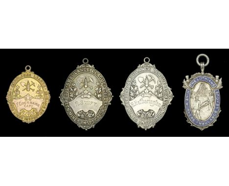Southern Mines Inspection District Ambulance League Medal (2), the first 30mm x 26mm, gold (9ct., 13.98g), hallmarks for Birm