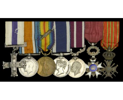 A M.C. group of seven miniature dress medals representative of those worn by Major R. W. B. Simms, General List, late Royal M