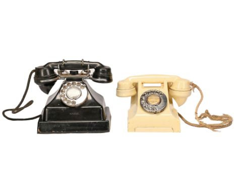 A 300 Series ivory plastic table telephone, Siemens Brothers &amp; Co Ltd, Pat 328926 and 9/30 and an Admiralty pattern telep