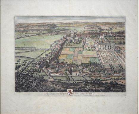 Johannes Kip (1653-1722) after Leonard Knyff - The Prospect of Nottingham from Ye East, double page engraving, 1707-26, hand 
