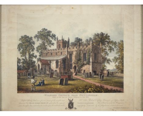 J Reeve (Fl. early 19th c) after Charles Robinson - Wilford Church near Nottingham, aquatint, printed in colour on wove, publ