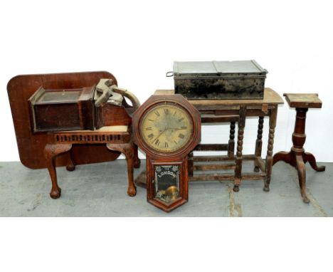 A Victorian rosewood-grained trunk dial wall clock, 'London Regulator', British United Clock Co Ltd, with painted dial in oct