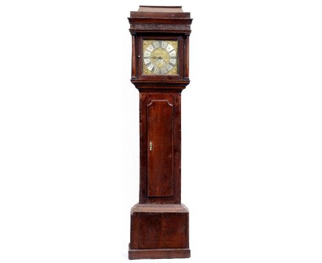 An English oak thirty hour longcase clock, Dav'd Collier Gattley, c1760, the 11" brass dial with engraved and matted centre, 