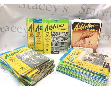 A collection of Athletics Weekly magazines circa 1953-1965