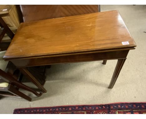 A George III mahogany folding top breakfast/card table table. 88cm x 42cm x 74cm