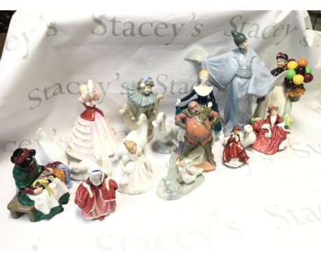 A Collection of porcelain figures including Royal Doulton, Nao.