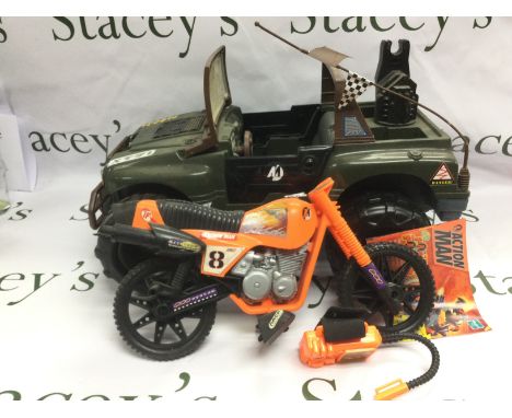 A box of Action Man toys.