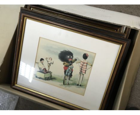 A collection of vintage framed golly prints Notice from the the-saleroom.com: These items are listed on the basis they are il