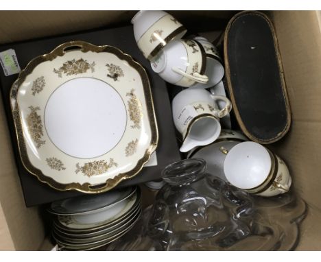 A Collection of ceramics including a Noritake tea set, boxed Mappin & Webb glass dish, a large glass dish, cased Rank ALDIs 1