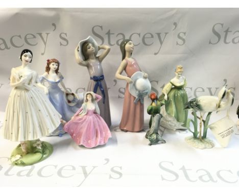 A Collection of porcelain figures including Coalport, Lladro etc