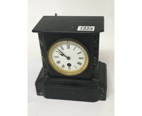 A Victorian black slate and marble mantle clock. NO RESERVE