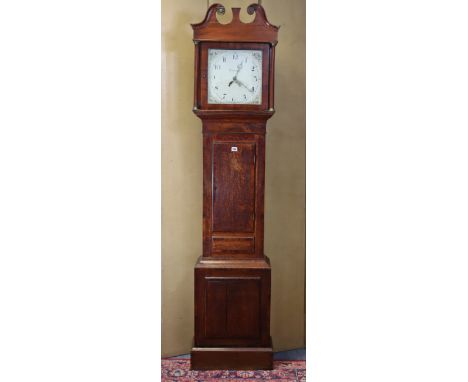 A late 18th/early 19th century provincial longcase clock, the painted 11½” dial inscribed “Coventry”, in oak &amp; mahogany c