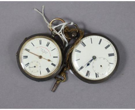 A Victorian silver-cased gent’s pocket watch with white enamel dial &amp; verge movement, London 1846; &amp; a similar pocket