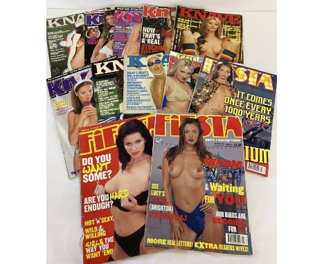 12 assorted adult erotic magazines. 8 vintage and newer issues of Knave.  Together with 4 issues of Fiesta to include Christm