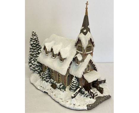 Thomas Kinkade 2000 Hawthorne Village Christmas collection "Light of Hope Church" figurine.  Sculpture No. J7450, complete wi