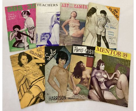 8 vintage pocket sized adult erotic magazines.  To include: Art &amp; Camera, Teachers Pet, Cloud, Solo and Paris-Vision. 