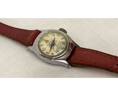 A vintage Disney Cinderella wristwatch with leather strap by Timex.  
