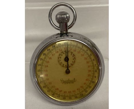 A German WWII style Kriegsmarine Torpedo Timer, made by Hanhart.  With engraved insignia to reverse of case. Not working. 