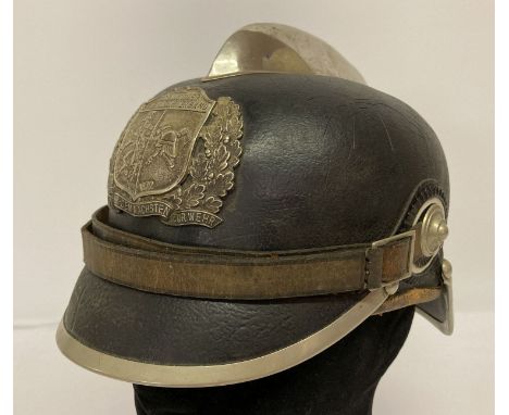 An Imperial German pre 1933 style Fireman's leather helmet.  