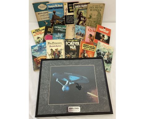 A framed and glazed ChromArt print of the U.S.S. Enterprise NCC1701-A from Star Trek with CAO.  Together with a collection of