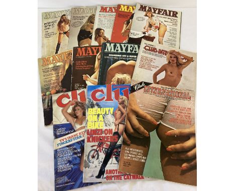 12 vintage adult erotic magazines. 8 1970's issues of  Mayfair magazine.  Together with 4 issues of Club International. 