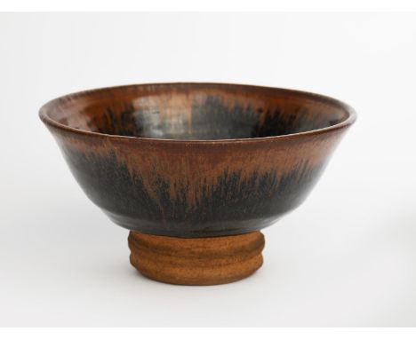 ‡ William Staite Murray (1881-1962) footed stoneware bowl with tenmoku glaze to the foot, impressed pentagon mark, incised MP