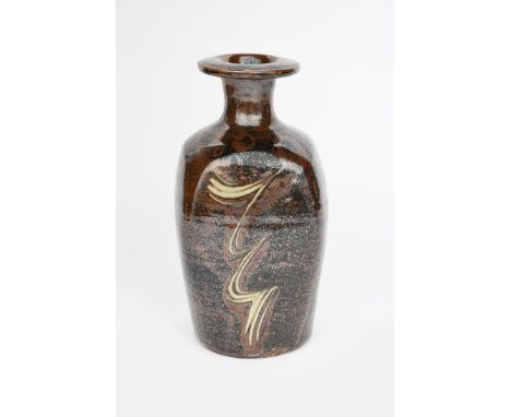 ‡ David Leach OBE (1911-2005) a Lowerdown Pottery stoneware vase, shouldered form with cylindrical neck and everted top rim, 