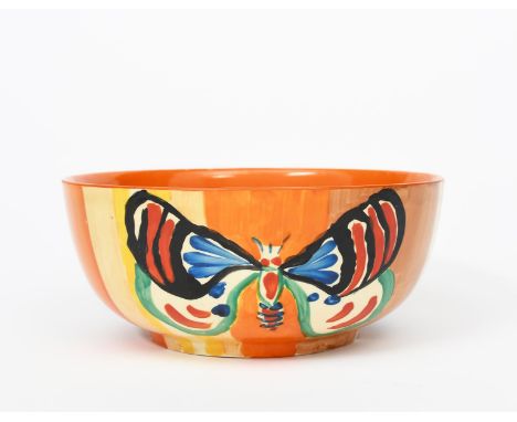 'Butterfly' a Clarice Cliff Fantasque Bizarre bowl, painted in colours printed factory marks, 19.5cm. diam. Provenance The Co