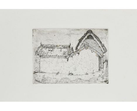 ‡ Bernard Leach CBE (1887-1979) Japanese Farmhouse, or Tomimoto's Village Ando etching on paper, signed in the plate Bernard 