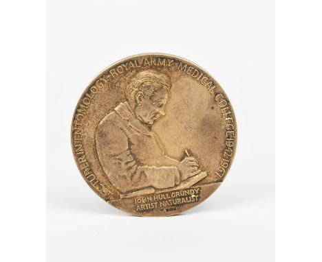 John Hull Grundy Artist Naturalist a Garrard silver-gilt medal,  circular in fitted case, cast in low relief with a portrait,