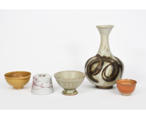 ‡ Richard Batterham (born 1936) a stoneware footed bowl, cut sided, covered to the foot with a celadon ash glaze, a Percy Bro