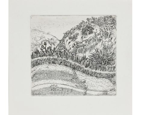 ‡ Bernard Leach CBE (1887-1979) His Plot of Land, Hakone etching originally 1912, signed in the print Bernard Leach 1912, 13.