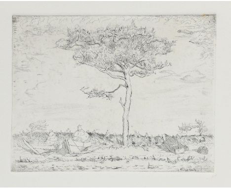 ‡ Bernard Leach CBE (1887-1979) Boats and Tree etching on paper unsigned 28.3 x 21.5cm Provenance From a collection of Printe