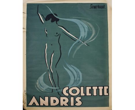 Pierre Thiriot (1904-1991) Colette Andris lithographic poster printed by Choppy, Paris signed in the print 121 x 80cm.