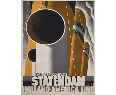 A M Cassandre (1901-1968) Statendam, Holland-America Line, 1928 lithographic print on paper, printed by Nijgh &amp; Van Ditma
