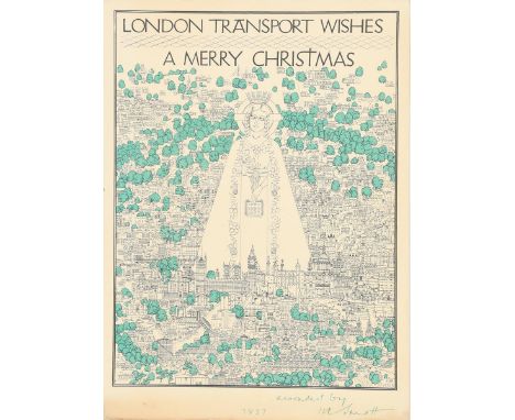 Marc Fernand Severin (1906-1987) London Transport Wishes A Merry Christmas, 1937 lithograph on paper, signed in the print Sev