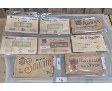 A Collection of German WW1 Destruction booklet postcards Dated 1918 Zeebrugge, Arras, Somme, Yser war postcards