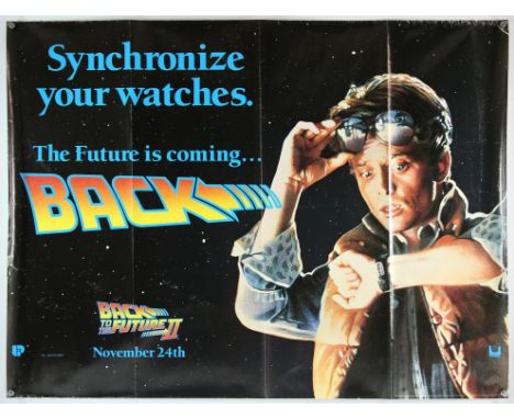 Back To The Future Part II (1989), British Quad, 40 x 30 inches, teaser, was tri-folded now rolled, Drew Struzan artwork Dire