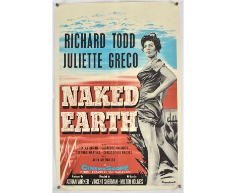 Naked Earth (1958), British Crown, 30 x 20 inches, bi-folded, printed by Stafford and Co Director Vincent Sherman Stars Richa