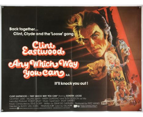 Any Which Way You Can (1980), British Quad, 40 x 30 inches, folded, Bob Peak artwork Director Buddy Van Horn Stars Clint East