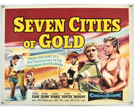 Seven Cities of Gold (1955), British Quad, 40 x 30 inches, bi-folded, printed by Stafford and Co Director Robert D. Webb Star