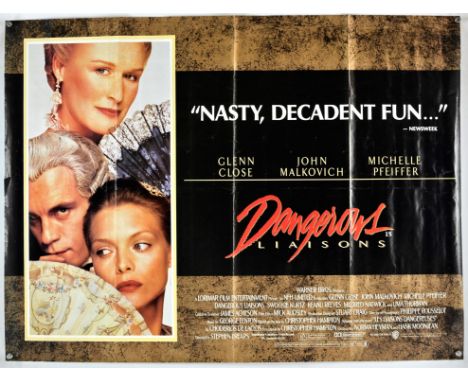 Ten British Quad film posters, includes: Dangerous Liaisons; Valentino; Straw Dogs/Death Weekend; K-9; International Velvet; 