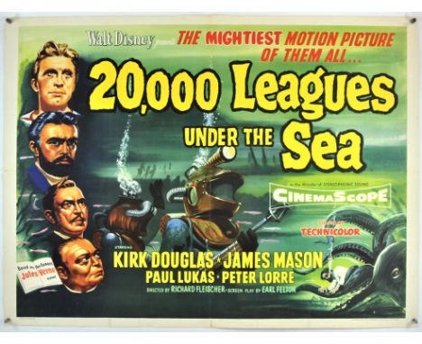 20,000 Leagues Under the Sea (1954), British Quad, 40 x 30 inches, bi-folded, printed by Stafford and Co Director Richard Fle
