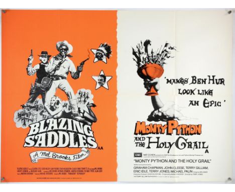 Blazing Saddles (1974) / Monty Python and the Holy Grail (1975), British Quad, 40 x 30 inches, folded Director Mel Brooks, Te