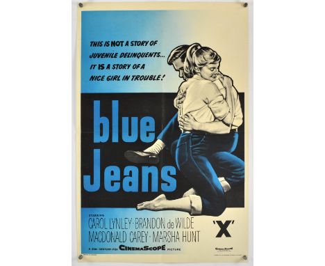 Blue Jeans (AKA Blue Denim) (1959), British Crown, 30 x 20 inches, bi-folded, printed by Stafford and Co Director Philip Dunn