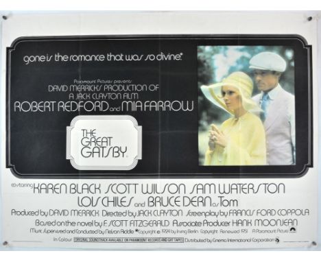 The Great Gatsby (1974), British Quad, 40 x 30 inches, folded, printed by W.E. Berry Director Jack Clayton Stars Robert Redfo