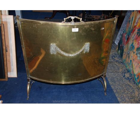 A Brass curved Firescreen