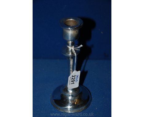 A Silver Candlestick, some damage, 6 1/2'' tall