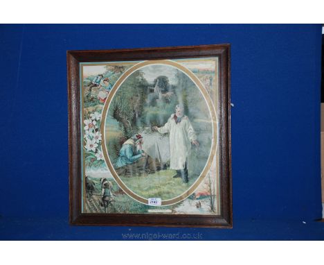 A framed Pears style Print ''The hour of parting'' with the poem of the same name by Mary Rowles verso.  16'' x 17 1/2''