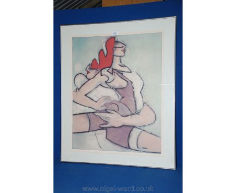 A large signed limited edition Print of Ballet Dancers, no 49/100, 29'' x 34 1/2''.